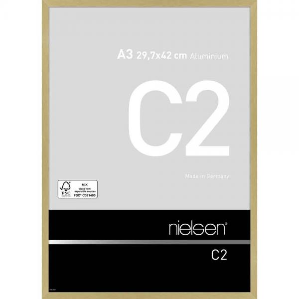 Alu Bilderrahmen C2 29,7x42 cm (A3) | Struktur Gold matt | Normalglas