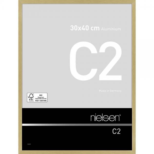 Alu Bilderrahmen C2 30x40 cm | Struktur Gold matt | Normalglas