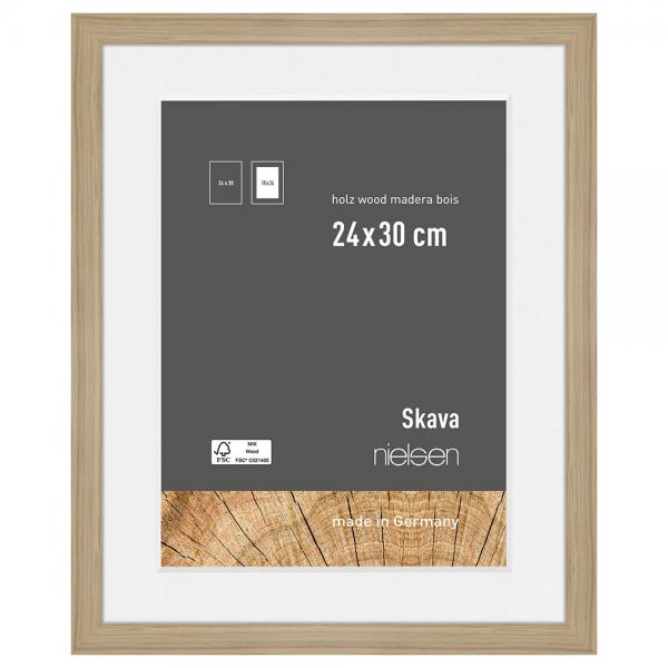 Holzrahmen Skava mit Passepartout 24x30 cm (18x24 cm) | Natur | Normalglas