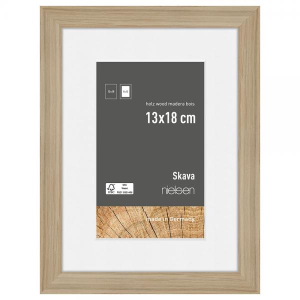 Holzrahmen Skava mit Passepartout 13x18 cm (9x13 cm) | Natur | Normalglas