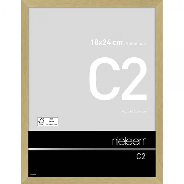 Alu Bilderrahmen C2 18x24 cm | Struktur Gold matt | Normalglas