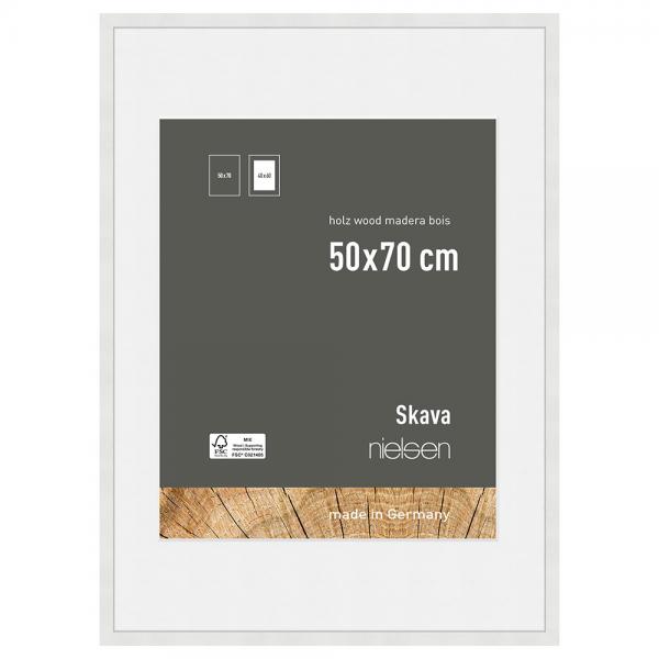 Holzrahmen Skava mit Passepartout 50x70 cm (40x50 cm) | Weiß | Normalglas
