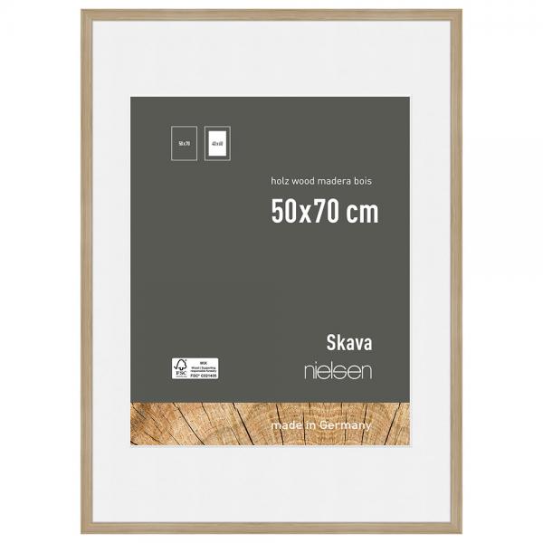 Holzrahmen Skava mit Passepartout 50x70 cm (40x50 cm) | Natur | Normalglas
