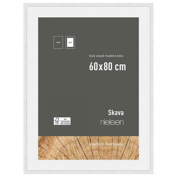 Holzrahmen Skava mit Passepartout 60x80 cm (50x70 cm) | Weiß | Normalglas