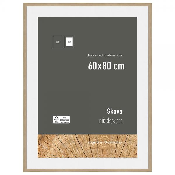 Holzrahmen Skava mit Passepartout 60x80 cm (50x70 cm) | Natur | Normalglas