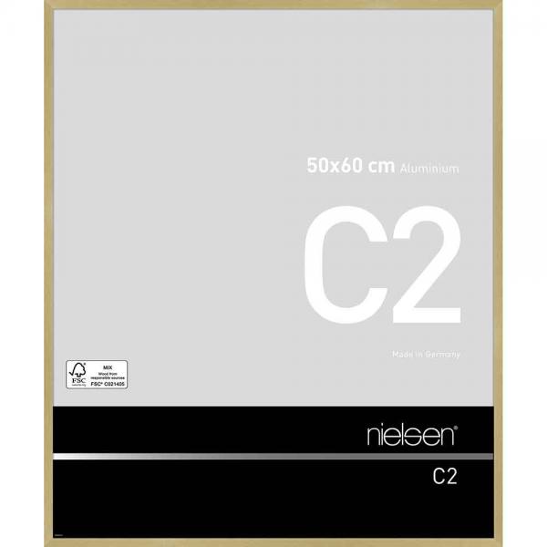 Alu Bilderrahmen C2 50x60 cm | Struktur Gold matt | Normalglas