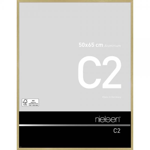 Alu Bilderrahmen C2 50x65 cm | Struktur Gold matt | Normalglas