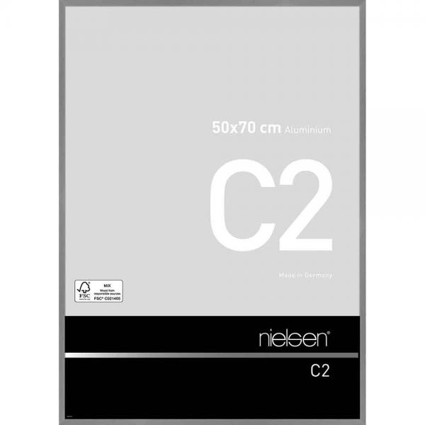 Alu Bilderrahmen C2 50x70 cm | Struktur Grau matt | Normalglas