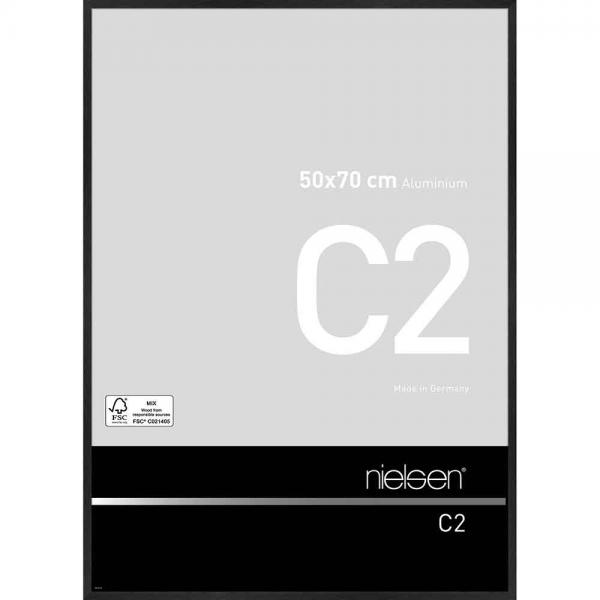 Alu Bilderrahmen C2 50x70 cm | Struktur Schwarz matt | Normalglas