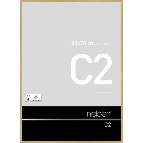Alu Bilderrahmen C2 50x70 cm | Struktur Gold matt | Normalglas