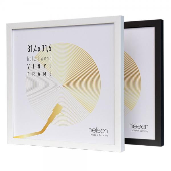 Vinyl- Schallplattenrahmen aus Holz 31,4x31,6 cm | schwarz | Kunstglas