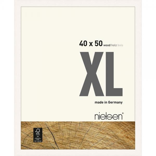 Holz Bilderrahmen XL 40x50 cm | Weiß deckend | Normalglas