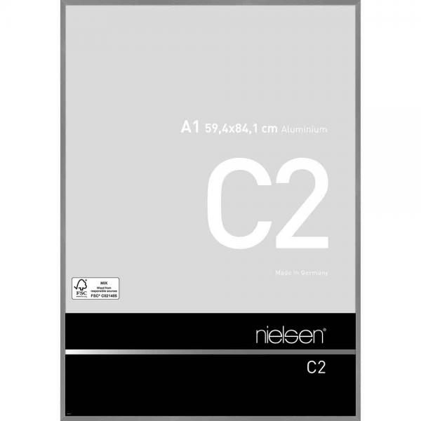Alu Bilderrahmen C2 59,4x84,1 cm (A1) | Struktur Grau matt | Normalglas