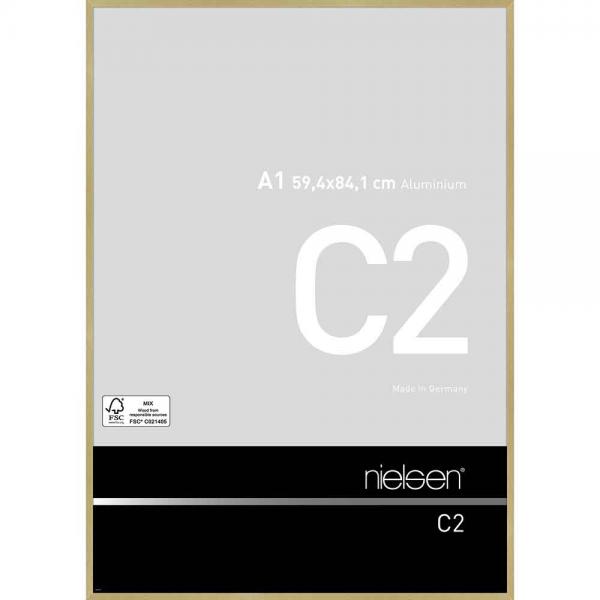 Alu Bilderrahmen C2 59,4x84,1 cm (A1) | Struktur Gold matt | Normalglas