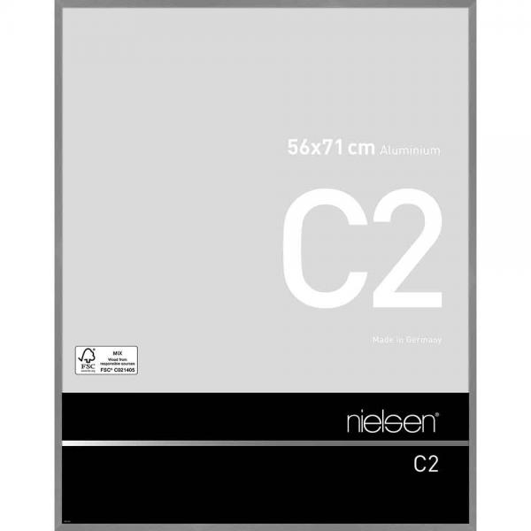 Alu Bilderrahmen C2 56x71 cm | Struktur Grau matt | Normalglas