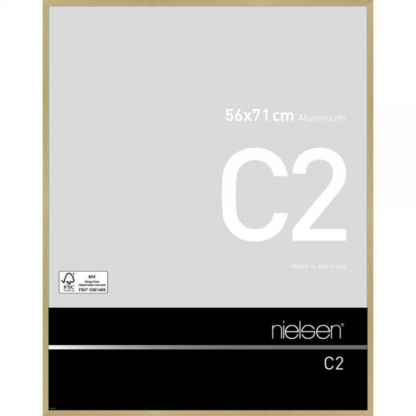 Alu Bilderrahmen C2 56x71 cm | Struktur Gold matt | Normalglas
