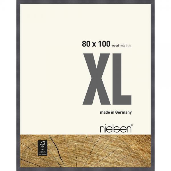 Holz Bilderrahmen XL 80x100 cm | Grau | Normalglas