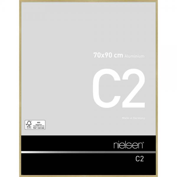 Alu Bilderrahmen C2 70x90 cm | Struktur Gold matt | Normalglas