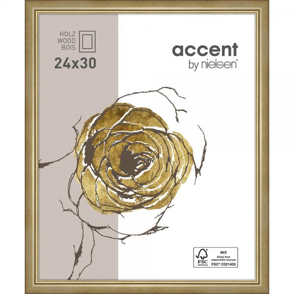 Holz Bilderrahmen Ascot 24x30 cm | Gold | Normalglas