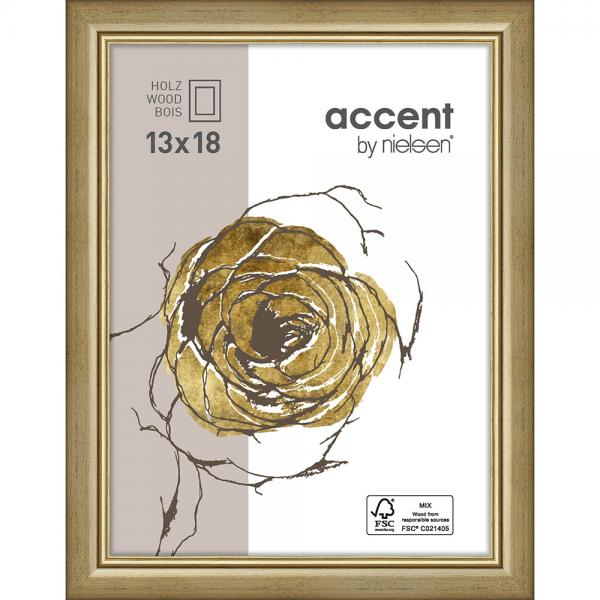 Holz Bilderrahmen Ascot 13x18 cm | Gold | Normalglas