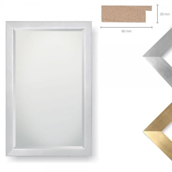 Holz Wandspiegel Tedeschi 50x70 cm | Silber | Spiegel mit Facettenschliff