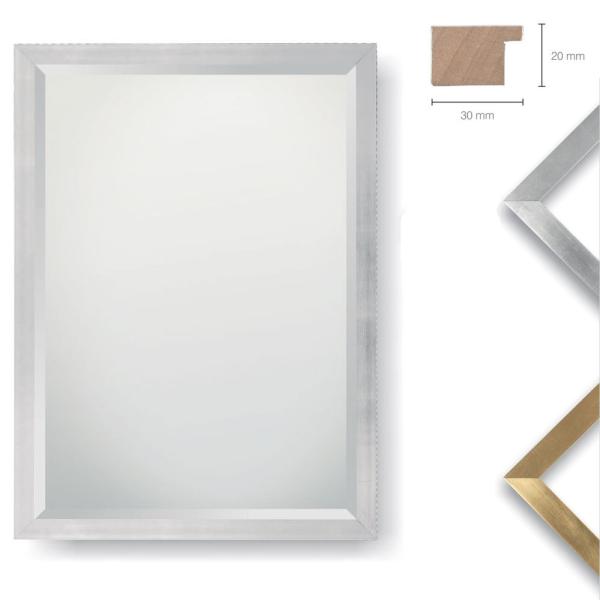 Holz Wandspiegel Gobbo 70x70 cm | Silber | Spiegel mit Facettenschliff