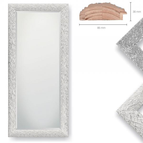 Holz Wandspiegel Rusina 50x100 cm | Silber Netzstruktur | Spiegel mit Facettenschliff
