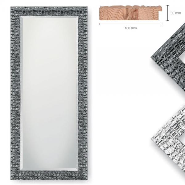 Holz Wandspiegel Cadelo 80x80 cm | Silber anthrazit Mosaik | Spiegel mit Facettenschliff