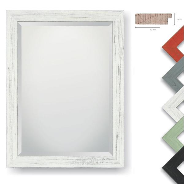Holz Wandspiegel Abondio 50x100 cm | Orange | Spiegel mit Facettenschliff