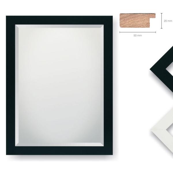 Holz Wandspiegel Avati 50x100 cm | Schwarz matt | Spiegel mit Facettenschliff