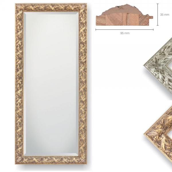 Holz Wandspiegel Dominici 50x70 cm | Gold barock | Spiegel mit Facettenschliff