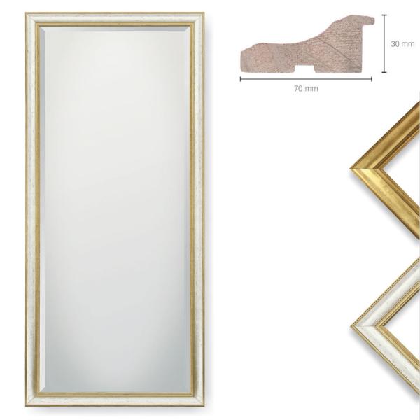 Holz Wandspiegel Depero 50x100 cm | Gold | Spiegel mit Facettenschliff
