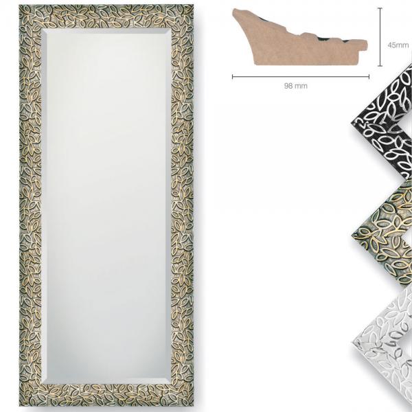 Holz Wandspiegel Pisani 50x70 cm | Schwarz silber | Spiegel mit Facettenschliff