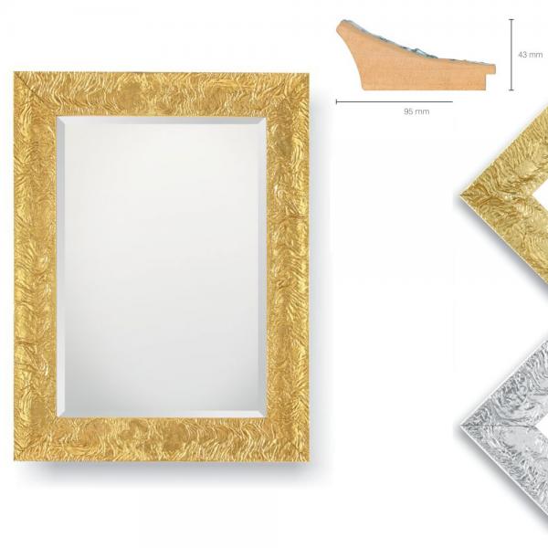 Holz Wandspiegel Milani 50x70 cm | Gold | Spiegel mit Facettenschliff