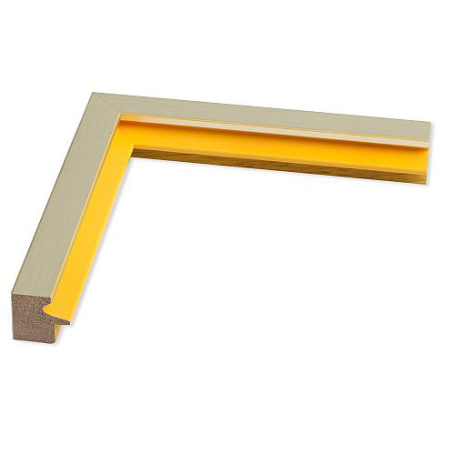 Holz Bilderrahmen Loop Nobile 70x100 | platin, Kehle gelb | Normalglas