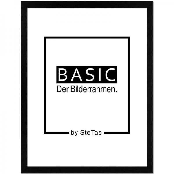 Holz Bilderrahmen Basic (MDF) 20x25 cm | Schwarz | Kunstglas