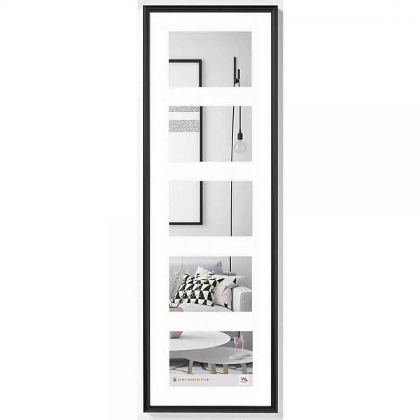 Kunststoff Bilderrahmen Geleria für 5 Bilder 5x10x15 cm | schwarz | Normalglas