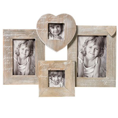 Bilderrahmen Collage Le Coeur für 4 Bilder 7,5x7,5, 10x15, 13x18 cm | Braun | Normalglas