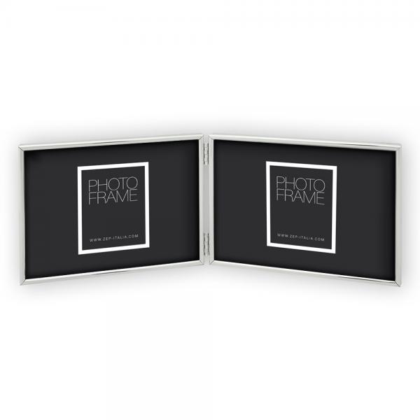 Doppel-Fotorahmen Jeanne Horizontal 2x10x15 cm | Silber | Kunstglas