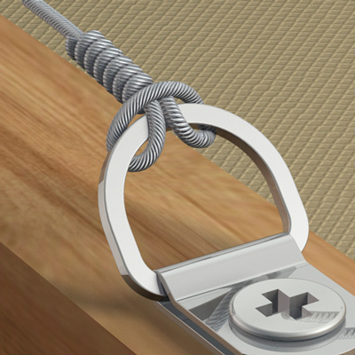 D-Ring Aufhänger für knotbares Stahlseil 